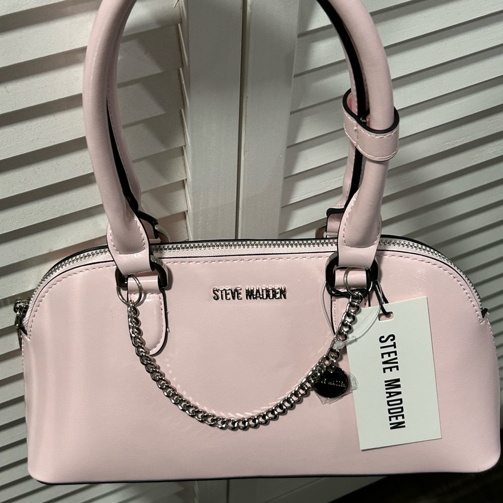 Steve Madden Pale Pink Dome Satchel with Chain Detail